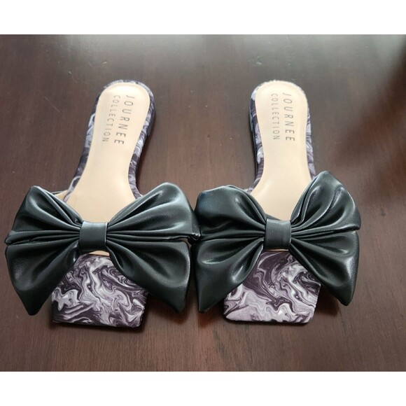 **NEW** Journee Collection Women's Kealla Bow Slip On Sandal/Slide Black-Size 7 - Picture 1 of 7